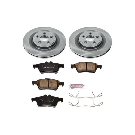 PowerStop OE rear brake kit for Jaguar S-Type 2006-2008, includes brake pads and rotors for reliable stopping power.