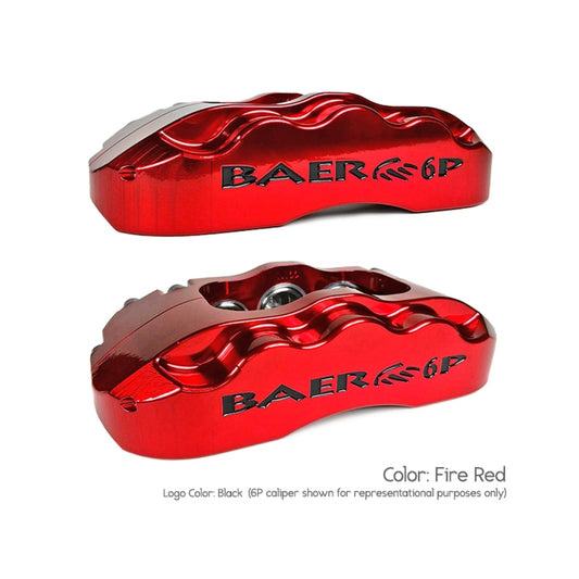 Baer Brakes SS4+ rear brake kit for 1994-2004 Ford Mustang, 13-inch performance brake rotors and red calipers.
