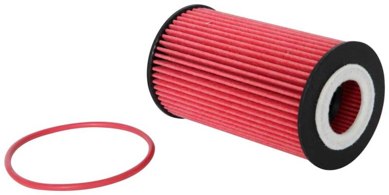 K&N Engineering Porsche 911 3.6L/3.8L oil filter cartridge for engine oil filtration, shown with metal casing and filter element
