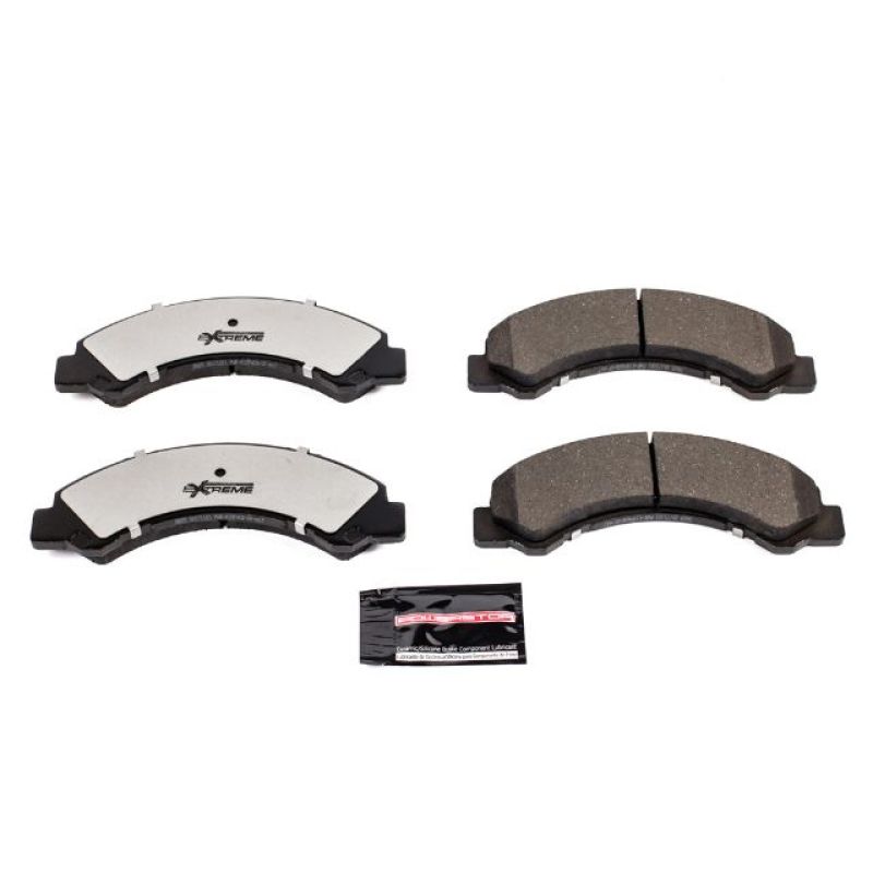 PowerStop performance front brake pads with hardware for Chevrolet LCF 4500HD 2017-2018 truck, designed for towing and stopping power.