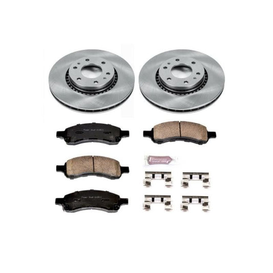 PowerStop OE front brake kit for 2006-2007 Buick Rainier, includes rotors and pads for reliable stopping power.