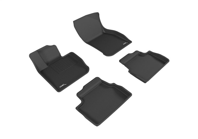 3D MAXpider black rubber floor mats for 14-24 Mini Cooper S/JCW hardtop four-door F55 model, full set with textured surface.