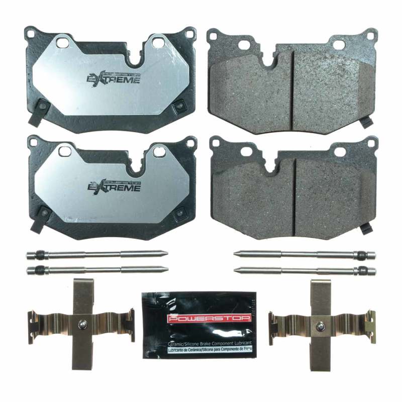 PowerStop rear Z26 performance brake pads with hardware for 2020 Chevrolet Corvette C8 Z51, designed for extreme street braking.