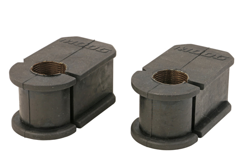 Moog Ford E-350 Super Duty sway bar stabilizer bar bushing kit installed on front frame for vehicle stability.