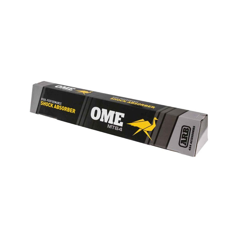 Old Man Emu ARB OME MT64 rear right shock absorber for Tacoma, durable shock in black with mounting components visible