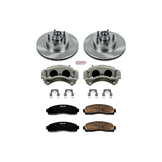 PowerStop OE brake rotors and calipers for Mazda B4000 front autospecialty kit, showing new brake components installed.