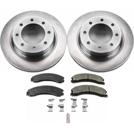 PowerStop OE brake rotors for Nissan NV3500 front brake kit, shown with clean, smooth metal surfaces and ventilation slots.