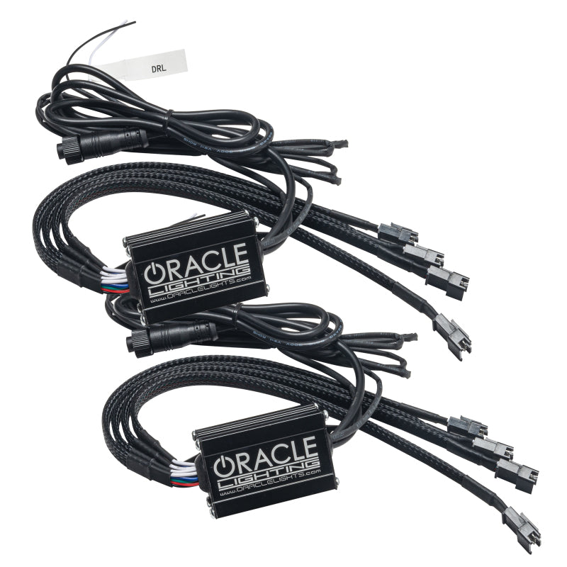 Oracle Lighting RGB+W Headlight DRL Kit for Dodge RAM 1500 2019-2021 with reflector LED headlights, showcasing illuminated headlight assembly.