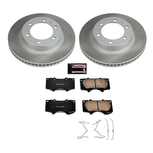 PowerStop front semi-coated brake rotor kit for Toyota Tacoma 2005-2022, performance brake kit with durable semi-coated rotors.