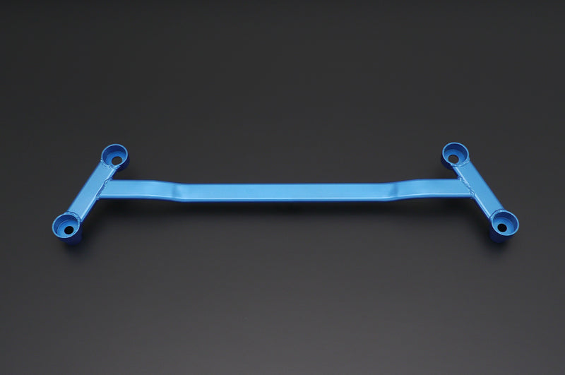 Cusco front power brace for Toyota Yaris and GR Yaris 2020+ chassis bracing, rear view showing sturdy metal construction.