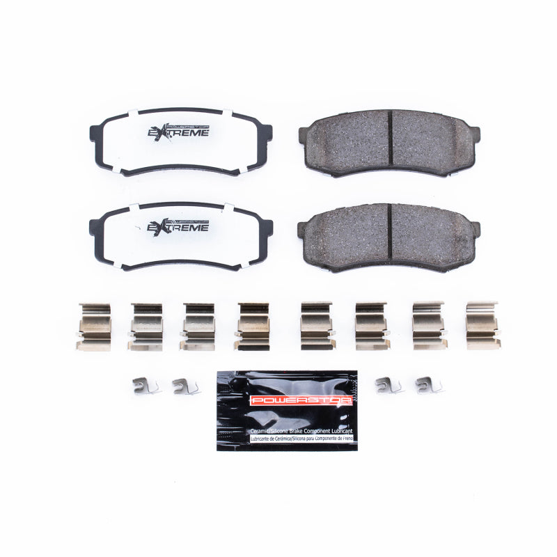 PowerStop rear Z36 brake pads for Toyota 4Runner, performance truck and tow brake pads with hardware installed.