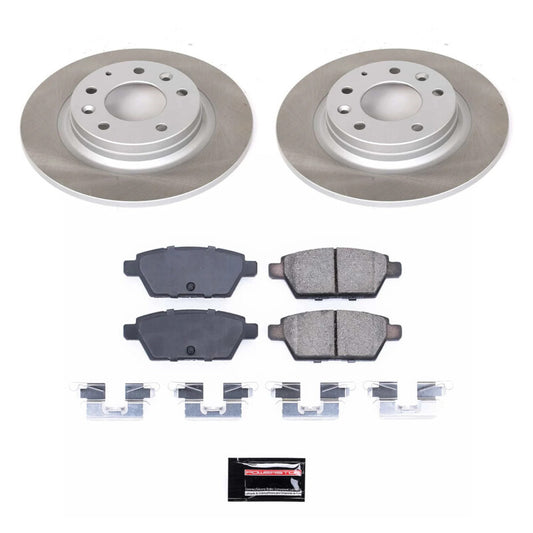 PowerStop rear semi-coated brake rotor kit for Mercury Milan 2006-2011, performance brake components with a clean, smooth surface.
