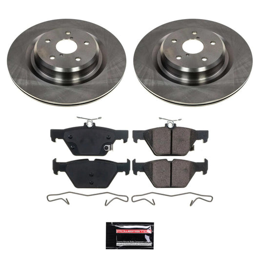 PowerStop rear semi-coated brake rotor kit for 2019-2020 Subaru Ascent, performance brake kit with blank rotors.