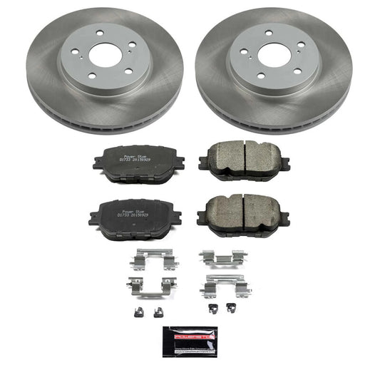 PowerStop 14-15 Lexus IS250 front semi-coated performance brake rotor kit with blank rotors and black finish.