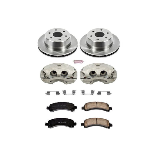 PowerStop rear Autospecialty brake kit with calipers for 2003-2006 Cadillac Escalade, showing brake rotors and caliper assembly.