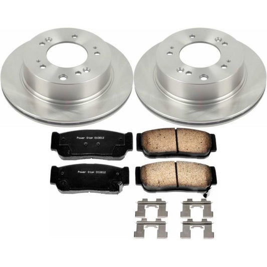 PowerStop OE rear brake kit for Kia Sorento 2007-2009, includes brake pads and rotors for reliable stopping power.