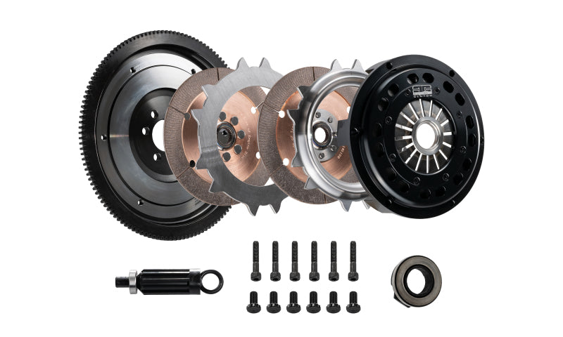 DKM Clutch 09-10 BMW 135i ceramic twin disc clutch kit with flywheel, designed for high torque up to 850 ft-lbs.