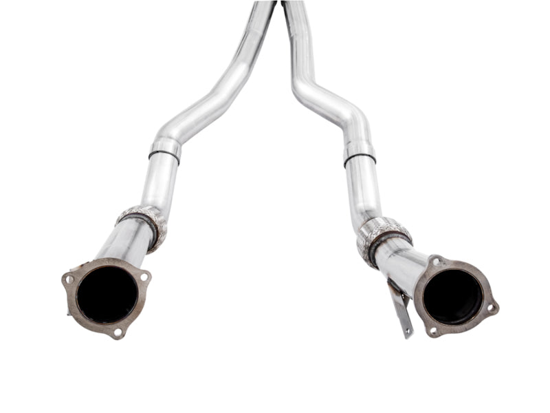 AWE Tuning Audi B9.5 RS 5 Coupe catback exhaust with non-resonated touring edition and diamond black tips, showing sleek design and tips.