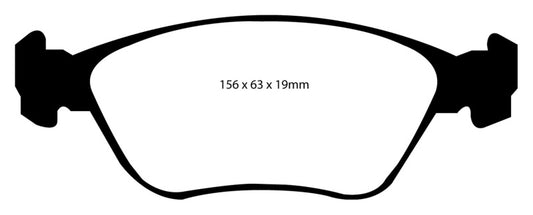 EBC Redstuff front brake pads for Volvo C70 2.3 Turbo T5, performance 16-inch wheel brake pad set, shown in image
