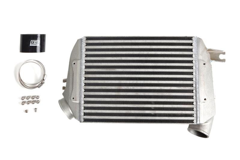 GrimmSpeed 15-21 Subaru WRX top mount intercooler kit installed in engine bay, showcasing the high-performance intercooler.