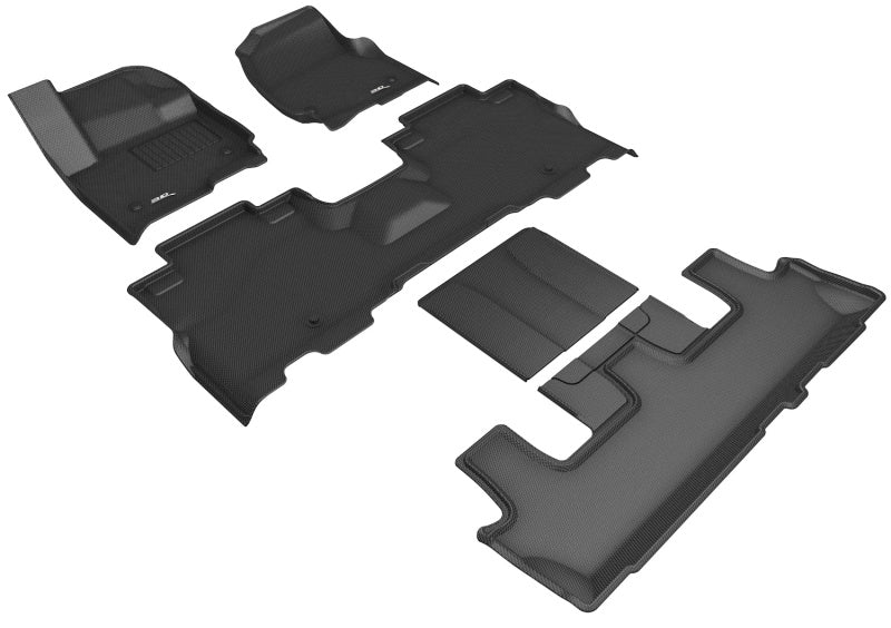 3D MAXpider black rubber floor mats for 18-24 Lincoln Navigator second-row bucket seats, full set, durable car interior protection