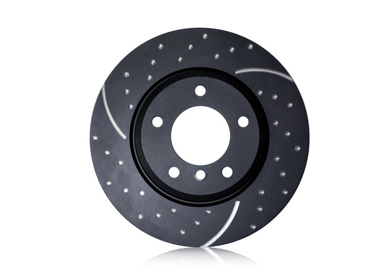 EBC 10+ Lexus RX350 3.5 GD Sport rear brake rotors with slot and drilled design for enhanced braking performance.