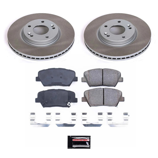 PowerStop front semi-coated brake rotor kit for 2011-2013 Kia Sorento, performance blank brake kit with ventilated rotors.