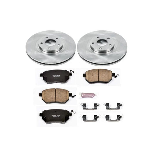 PowerStop OE front brake kit for Infiniti FX35 (2003-2005), includes brake rotors and pads for reliable stopping performance.