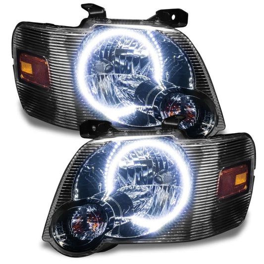 Oracle Ford Explorer Sport Trac SMD Headlights with ColorSHIFT and BC1 Controller, showing vibrant LED lighting and headlight design.