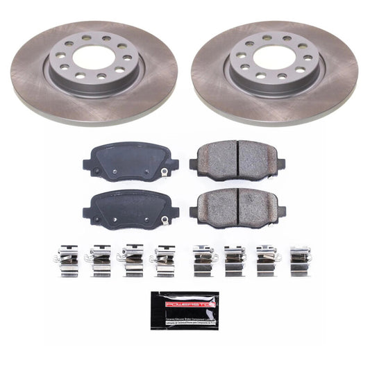 PowerStop rear semi-coated rotor kit for Jeep Cherokee 2014-2022, performance brake kit with semi-coated rotors and black finish.
