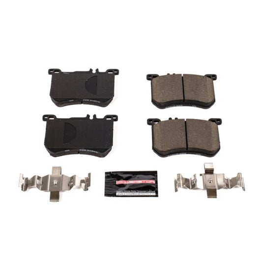 PowerStop Z23 Evolution Sport front brake pads with hardware for Mercedes-Benz SL400 2015-2016, performance brake replacement.