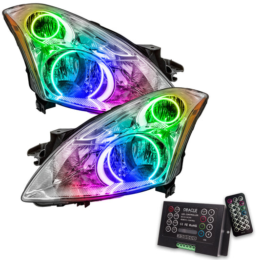 Oracle Nissan Altima 10-12 sedan SMD Headlights with ColorSHIFT and 2.0 controller, showcasing customizable lighting features.