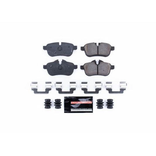 PowerStop Z23 Evolution sport rear brake pads for BMW Z4 2009-2016, with hardware, designed for high-performance braking.