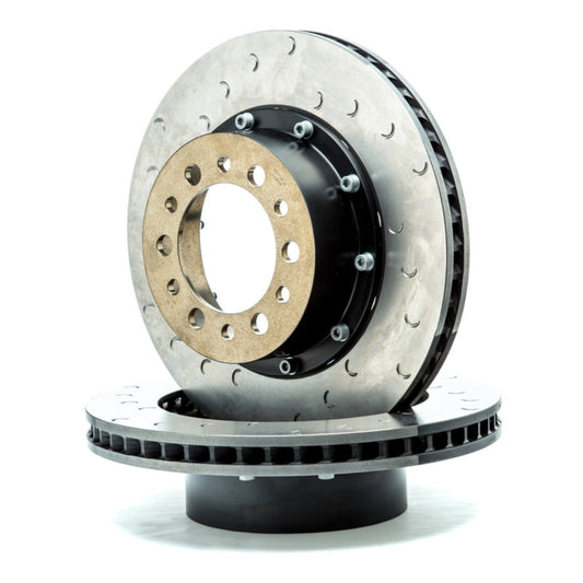 Alcon front left slotted brake rotor for Jeep JK with Currie 60/70 hubs, 357x32mm size, detailed view of rotor surface.