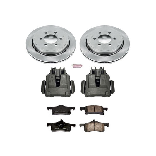 PowerStop rear OE brake kit with calipers for Ford Expedition 2002-2006, featuring brake rotors and components.