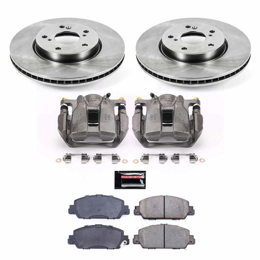 PowerStop OE brake kit with front calipers for 2013-2018 Honda Accord, includes brake rotors and calipers.