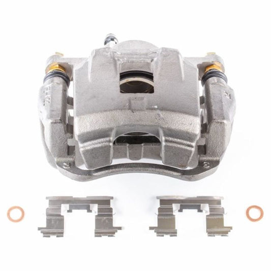 PowerStop OE front right brake caliper with bracket for 2004 Scion xA, automotive part in black with mounting hardware