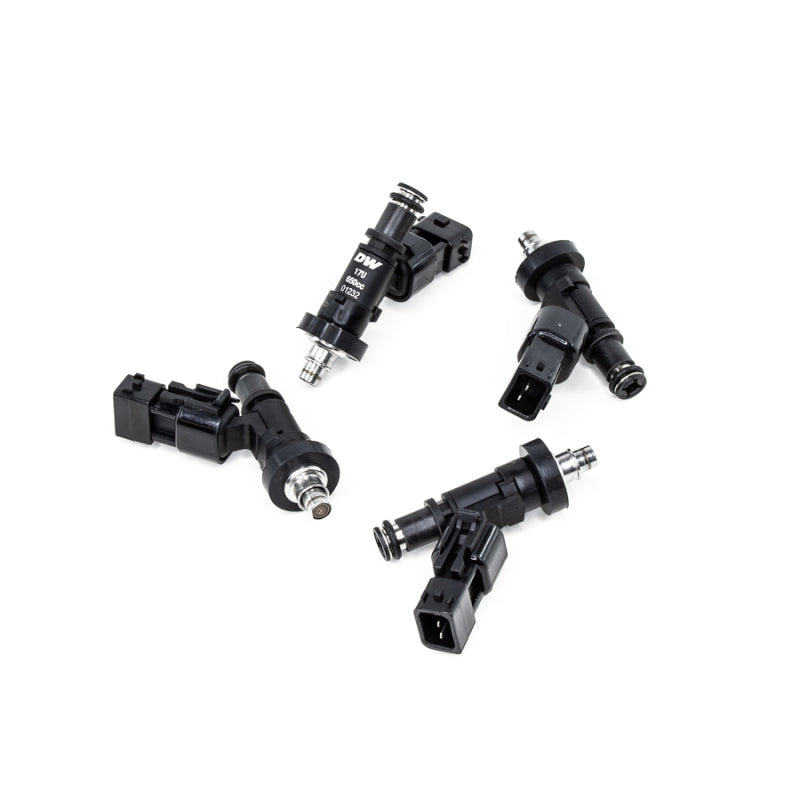 DeatschWerks 99-05 Honda S2000 650cc fuel injector set for 4-cylinder engines, showing four high-performance injectors.