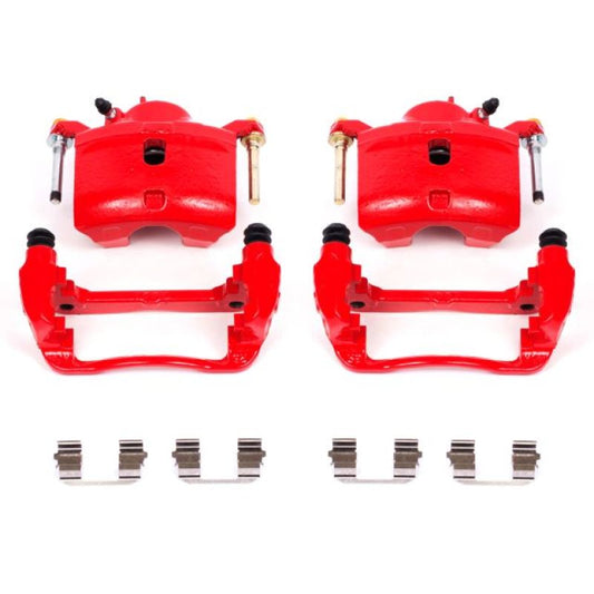 PowerStop front red brake calipers with brackets for Acura ILX 2013-2015, performance replacement brake calipers pair.