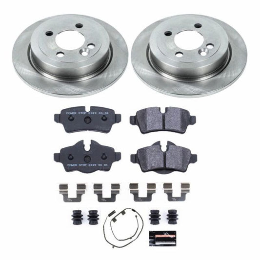 PowerStop Mini Cooper rear track day SPEC brake kit with performance brake components and black finish, designed for high-performance driving.
