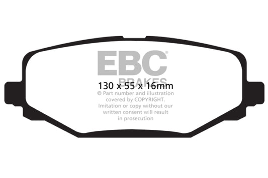 EBC 12+ Chrysler Town & Country 3.6 Ultimax2 rear brake pads, OE quality, showing the brake pad set with metal backing plates.