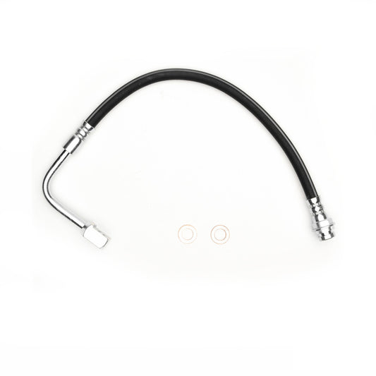 DFC Chevrolet Corvette rear-left brake hose from 2014 to 2019, part of the brake line kit, shown in close-up detail.