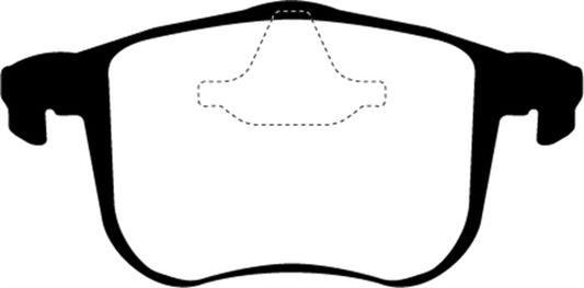 EBC Redstuff front brake pads for Saab 9-3 2.0 Turbo Aero, performance brake pads with red friction material visible.