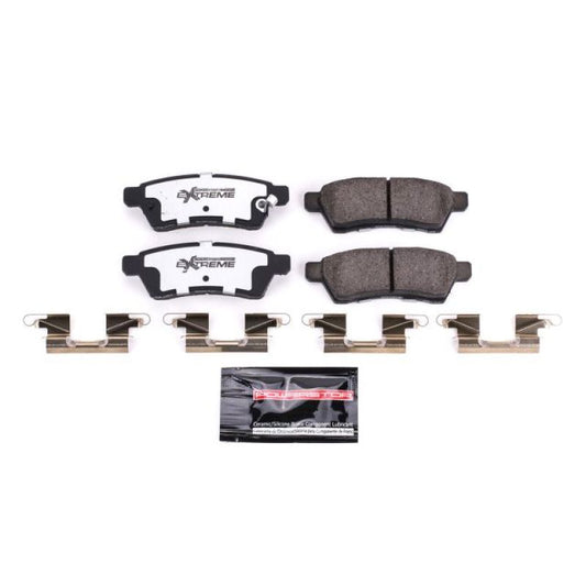PowerStop Z36 Truck & Tow rear brake pads with hardware for Nissan Frontier 2005-2019, performance brake components