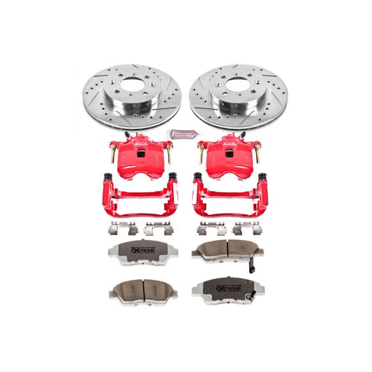 PowerStop Z26 Street Warrior front brake kit with calipers for 2003-2005 Honda Civic, performance brake upgrade