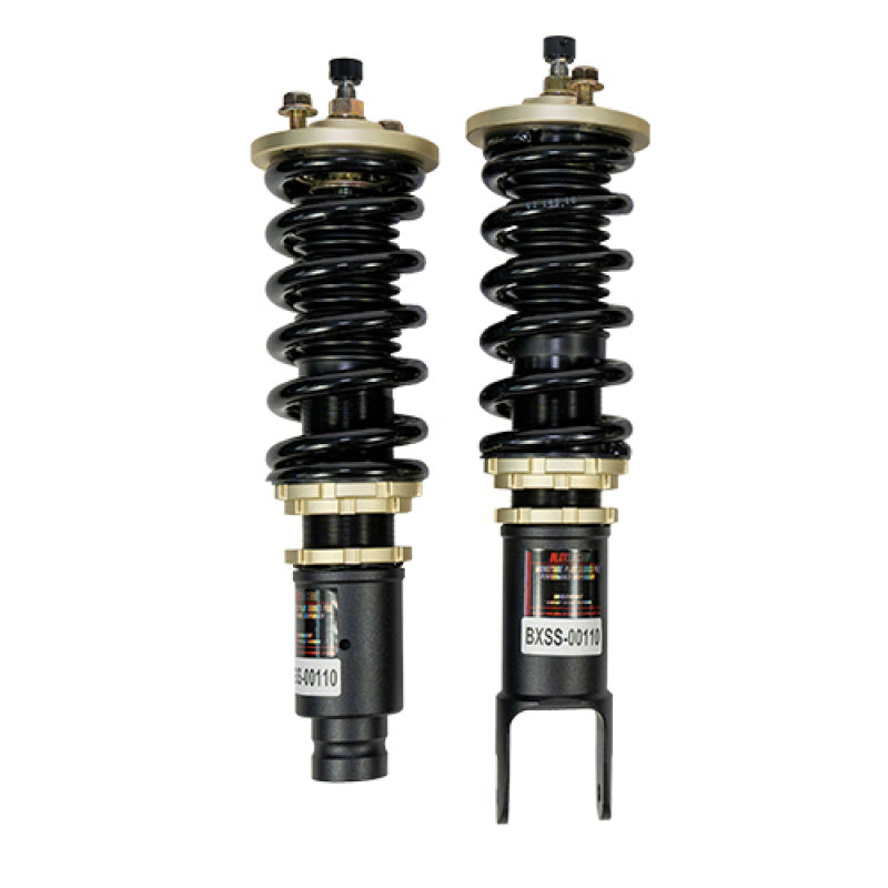 BLOX Racing fully adjustable coilovers for 92-00 Honda Civic and 94-01 Acura Integra, showing the coilover springs and dampers.