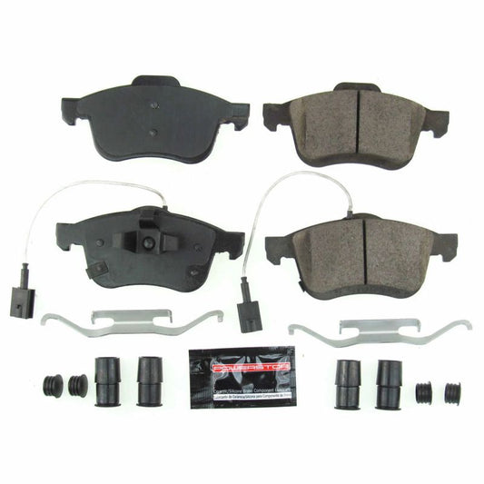 PowerStop Z23 Evolution Sport brake pads with hardware for 2015-2018 Ram ProMaster City front brake system, performance replacement parts.