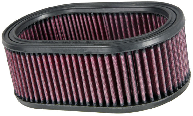 K&N Engineering oval drop-in air filter for engines, measuring 8-7/8 inches long, 5-1/4 inches wide, and 3-1/4 inches high