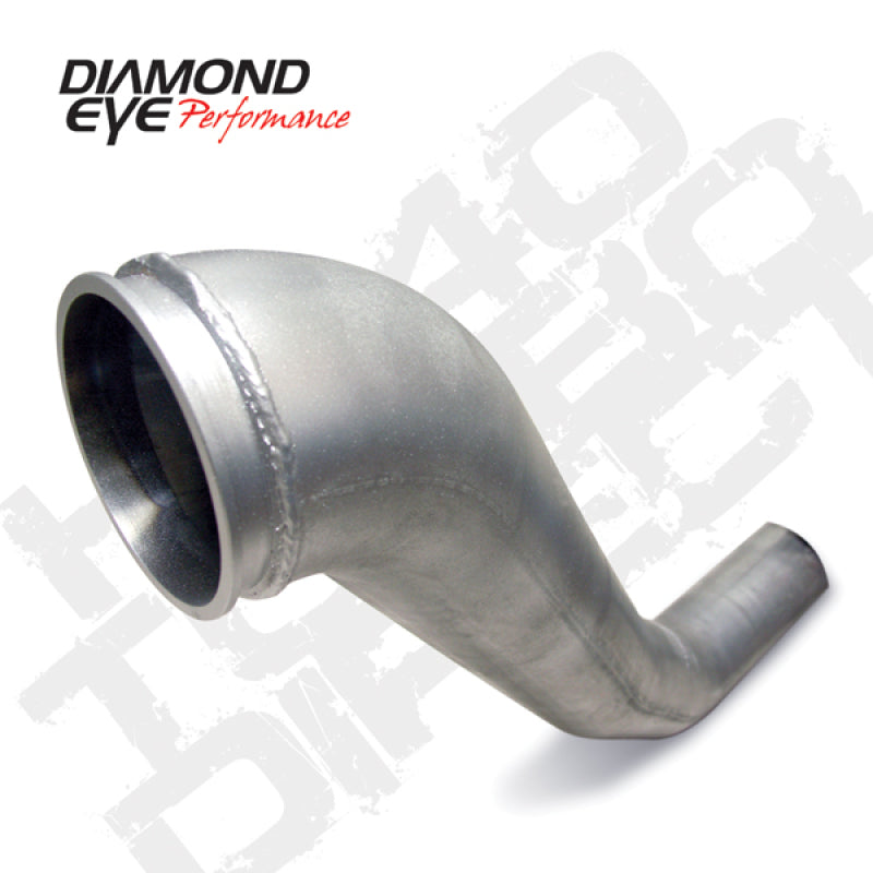 Diamond Eye Performance 4-inch downpipe with turbo flange for Dodge 5.9L 2500/3500 models, featuring HX40 turbo connection.