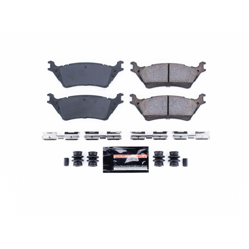 PowerStop Z23 Evolution Sport rear brake pads for 2012-2019 Ford F-150 with hardware, high-performance brake replacement.